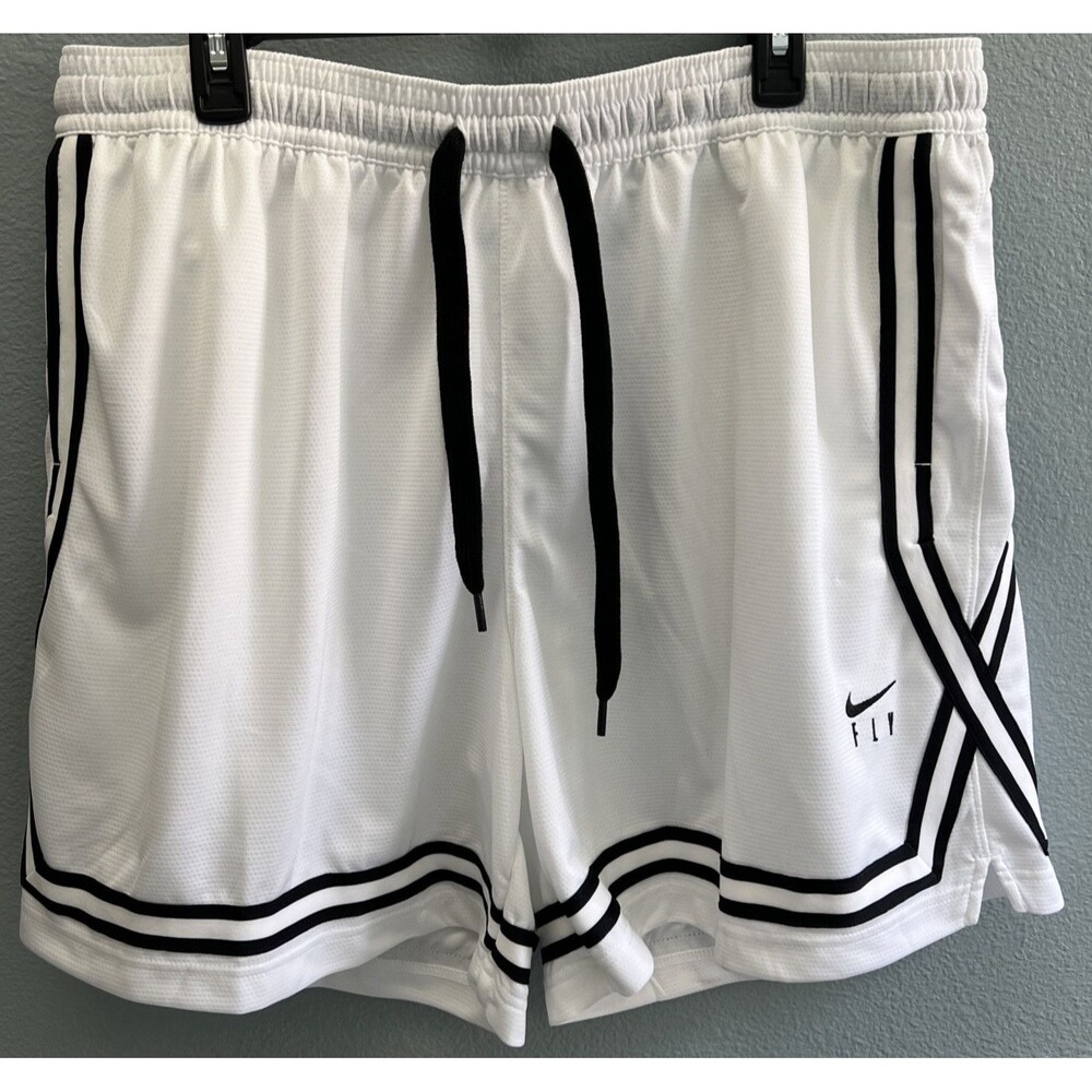 Nike Women's XXL Fly Crossover Basketball Shorts Dri-Fit White Loose Wide